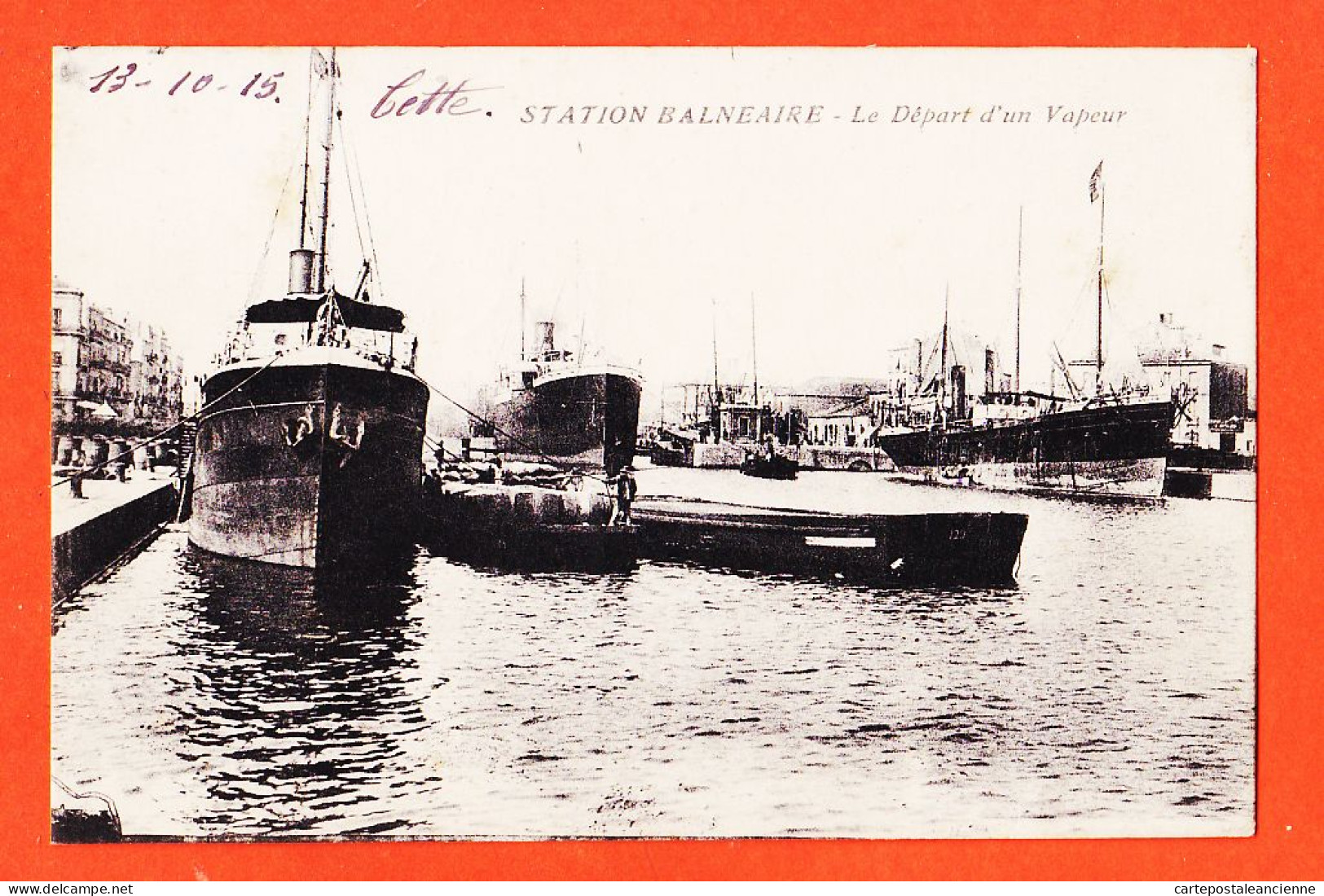 38527 / ⭐ Curiosité Titre Sans CETTE ! Sète Station Balnéaire Départ VAPEUR 1915 Marius à BOUTET Mercerie Port-Vendres - Sete (Cette)