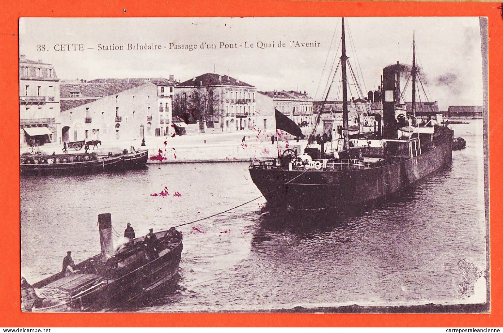 38544 / ⭐ Tampon Commission GARE CETTE Sète Remorquage Passage Pont Quai AVENIR 1920s à Solange BEUNE C LAGASSE Gargas - Sete (Cette)