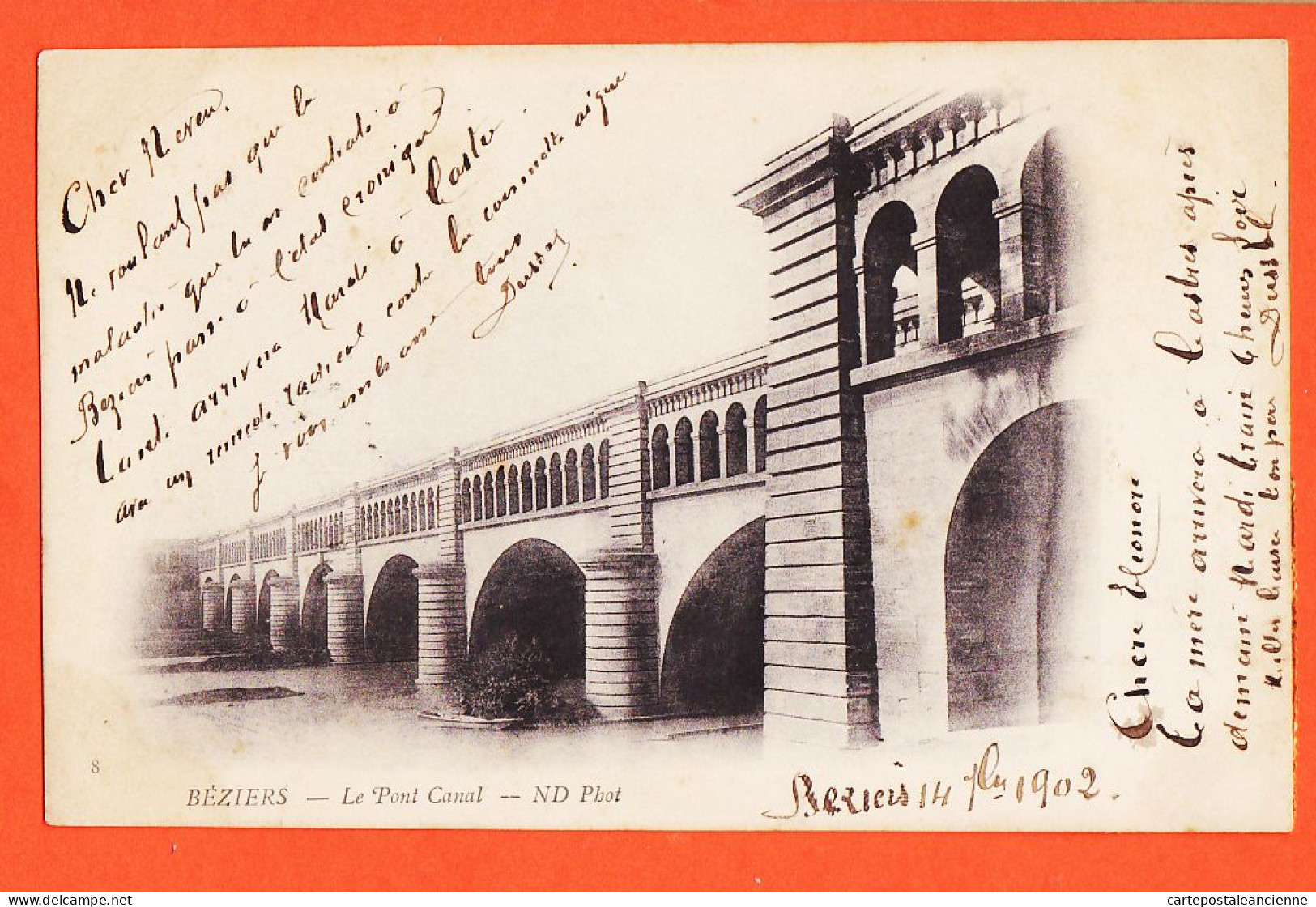 38563 / ⭐ BEZIERS 34-Hérault Le Pont CANAL 1902 De DUSSOL à Honoré DAUDET Avenue De Naves Castres / NEURDEIN 8 - Beziers