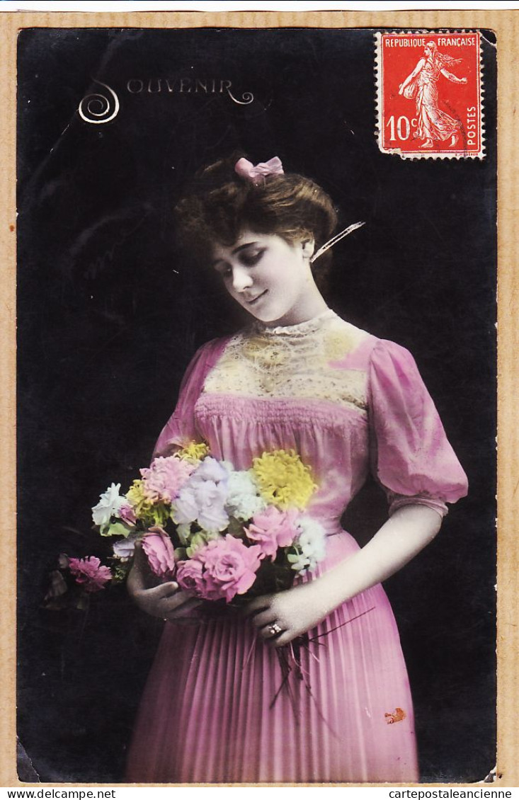 38712  / ⭐ SOUVENIR Jeune Femme Pensive Bouquet Fleurs 1903 à  ALBENGE Clot Saint-Laurent St Gaillac - Other & Unclassified