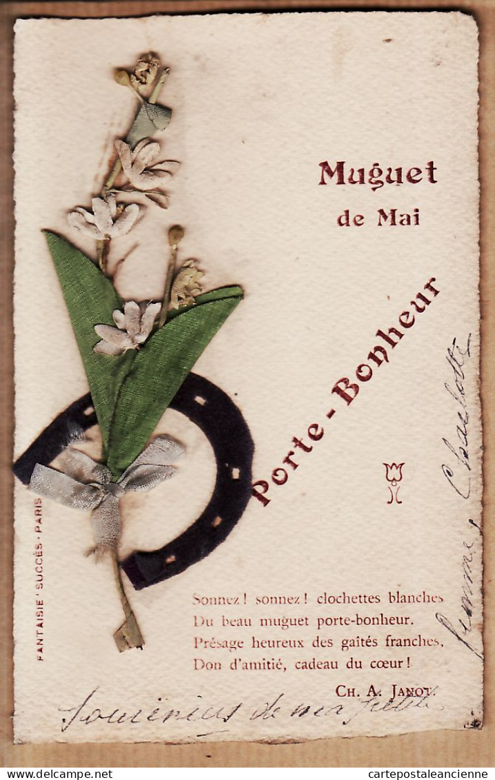 38843  / ⭐ IMPRESSIONNANT Ajouti Tissus Brin MUGUET De MAI Fer-à-Cheval Porte-Bonheur Poême JANOT 1er MAI - Fiori
