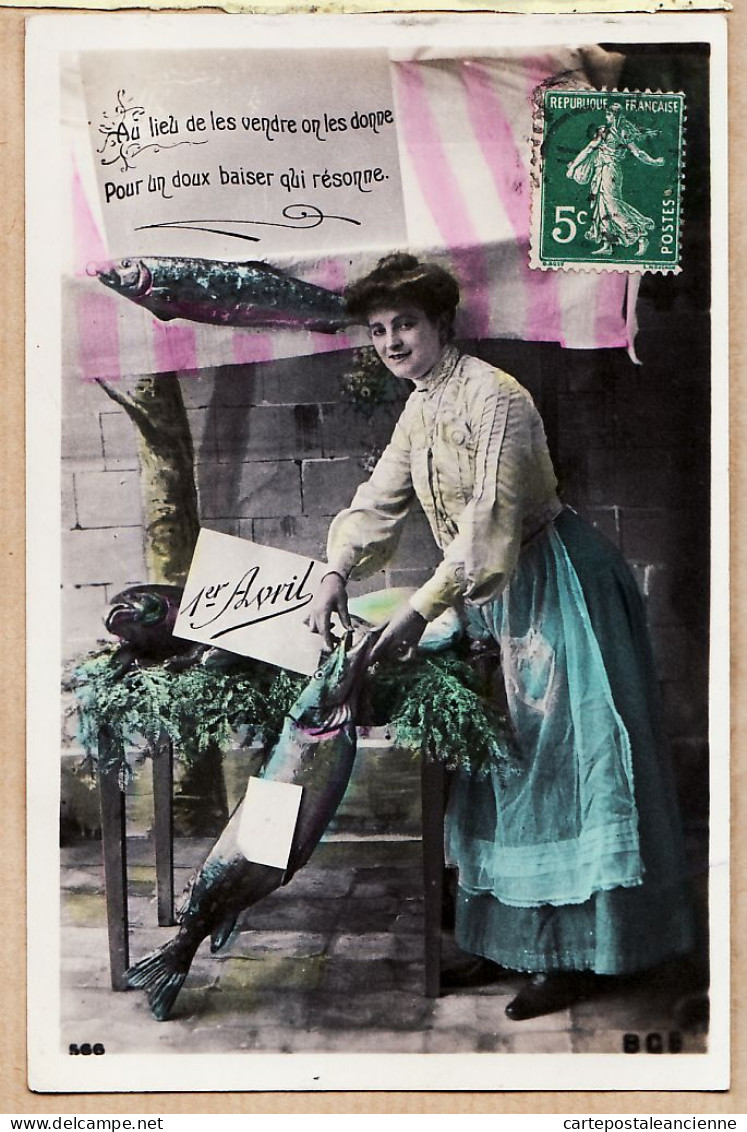 38775  / ⭐ Premier 1er AVRIL Carte-Photo Brillant BCB 566 Poissonnière Brochet 1911 à Alice CATALAN Grand'Rue Montpelli - April Fool's Day