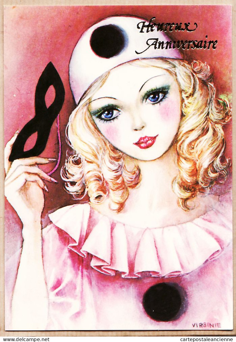 38707  / ⭐ HEUREUX ANNIVERSAIRE Série COLOMBINE Clown PIERROT LYNA 458/2 - Verjaardag