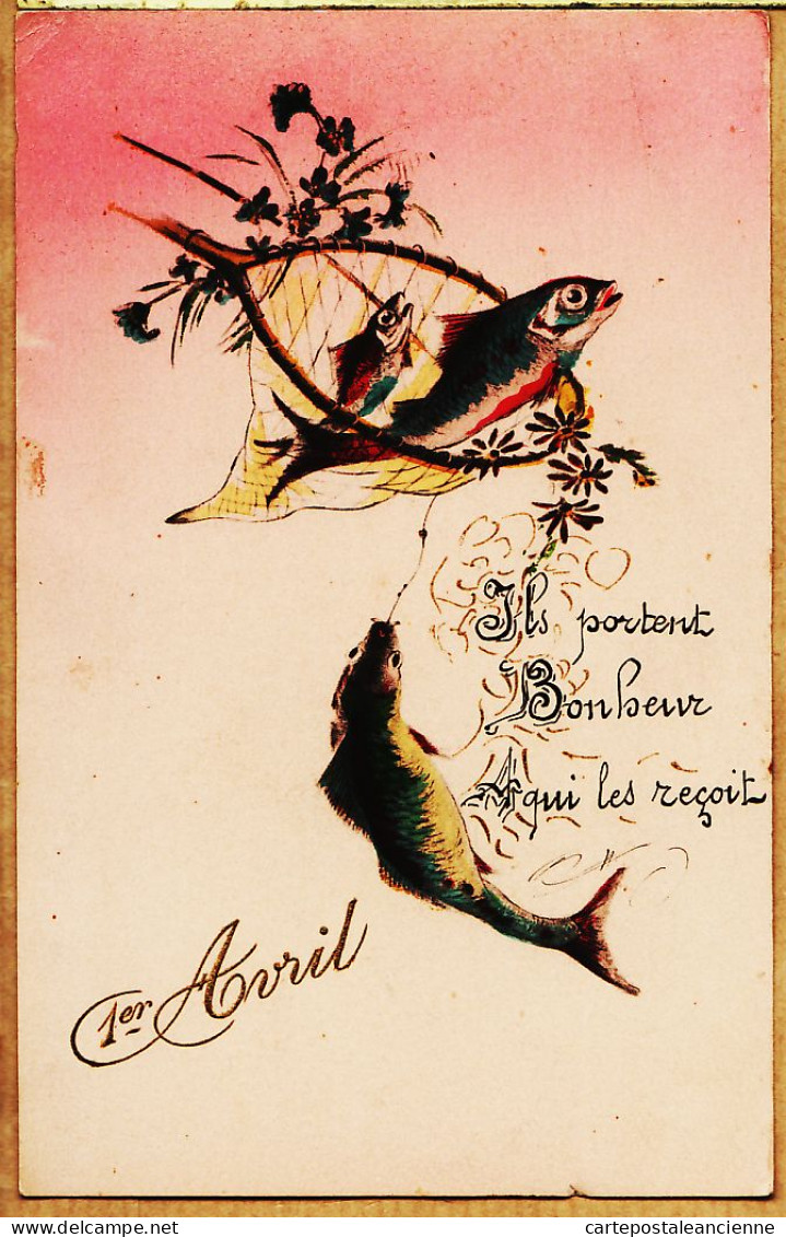 38773  / ⭐ Embossed 1er Avril Poisson  Ils Portent Bonheur à Qui Les Reçoit Poissons 1910s M.G.A 532 - April Fool's Day