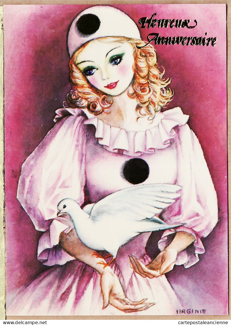 38711  / ⭐ HEUREUX ANNIVERSAIRE Série COLOMBINE Clown PIERROT LYNA 458/1 - Anniversaire