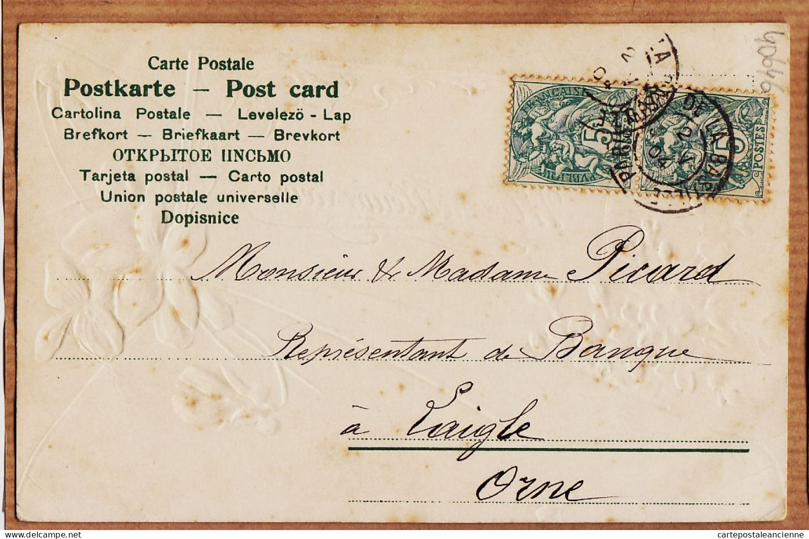 38753  / ⭐ Carte Gauffrée Dorée Mes MEILLEURS VOEUX 1904 De BARTHELEMY à PICARD Représentant Banque Laigle-SER. 091 - Anno Nuovo