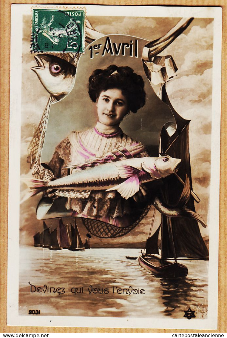 38802  / ⭐ Poisson 1er Premier AVRIL Devinez 1910 à Gustave BLANCHETTE Epicerie Parisienne Pont-Maxence Oise P.C 2031 - April Fool's Day