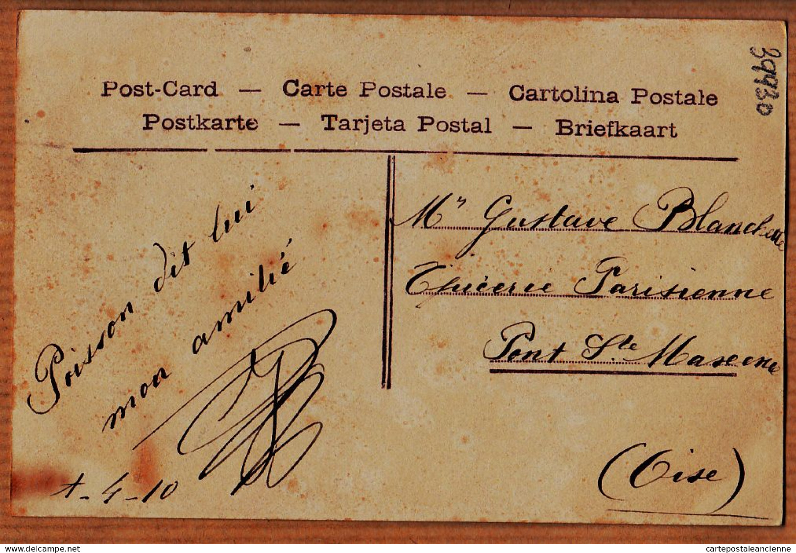 38802  / ⭐ Poisson 1er Premier AVRIL Devinez 1910 à Gustave BLANCHETTE Epicerie Parisienne Pont-Maxence Oise P.C 2031 - April Fool's Day