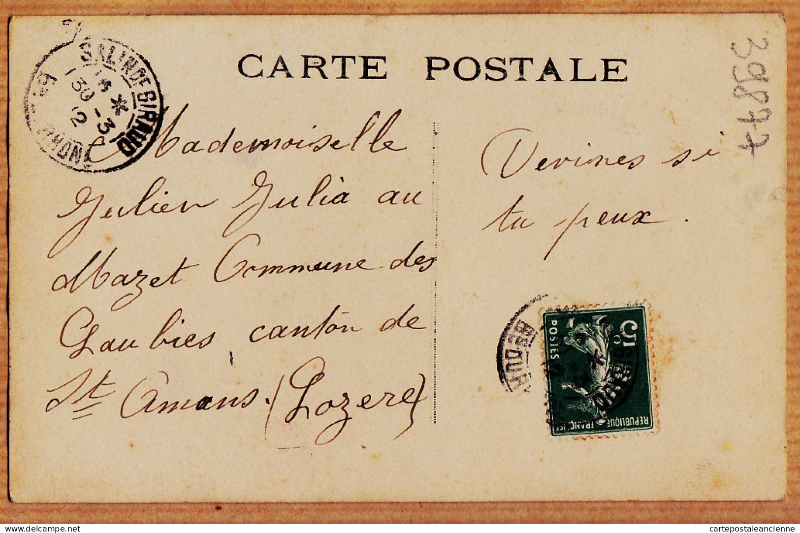 38798  / ⭐ Premier 1er AVRIL Bon Accueil Poisson 1913 à Julia JULIEN Mazel-Les-LAUBIES St-Amans Lozere LE DELEY 604 ELD - 1 April (aprilvis)