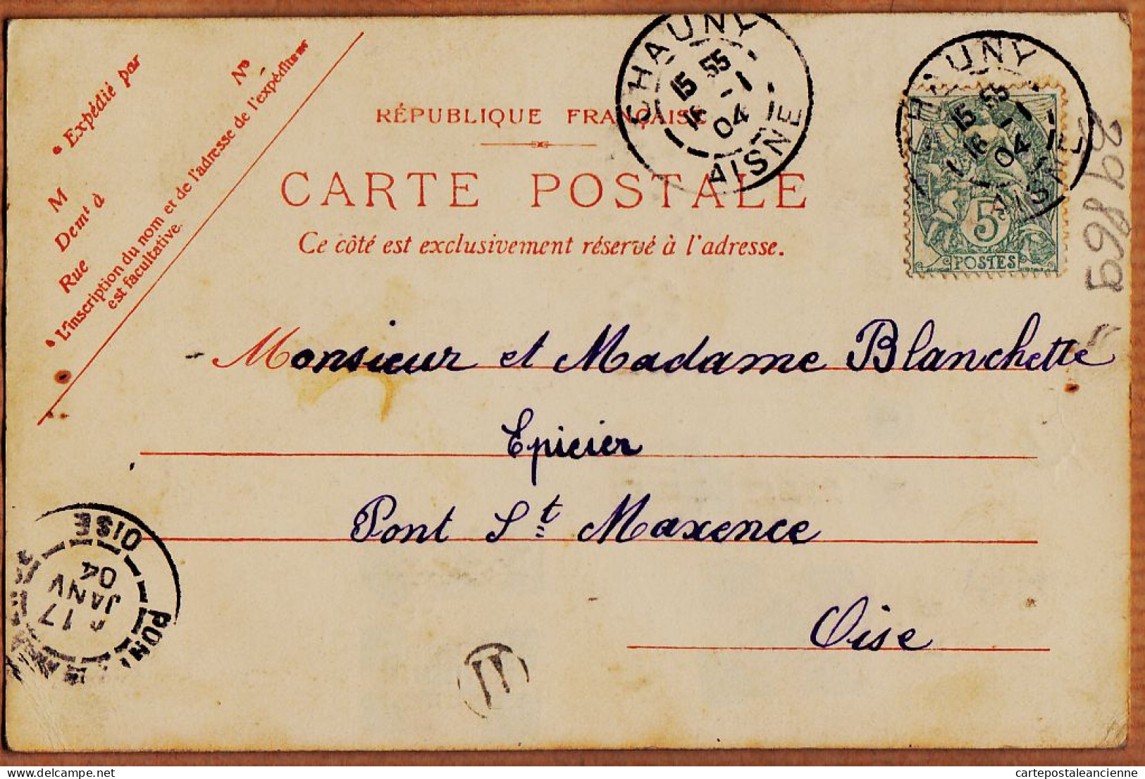 38749  / ⭐ ♥️ Premier 1er JANVIER  Januar Gennjo Calendrier 1904-SEZILLE Chauny à BLANCHETTE Epicier Pont-Sainte-Maxenc - New Year