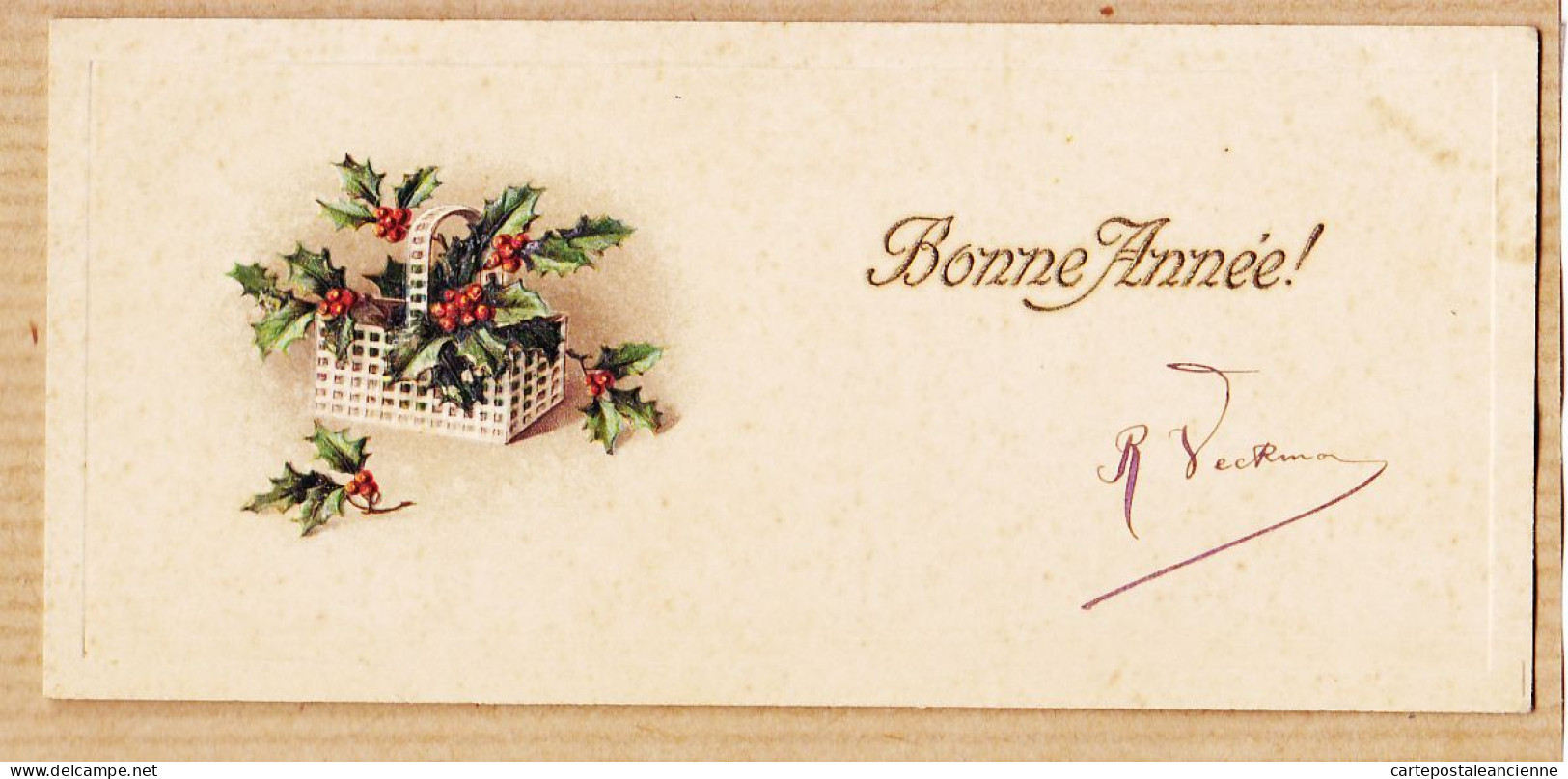 38744  / ⭐ Embossed BONNE ANNEE (Format 13x6cm) 1910s  De R. VECKMAN  - Nieuwjaar