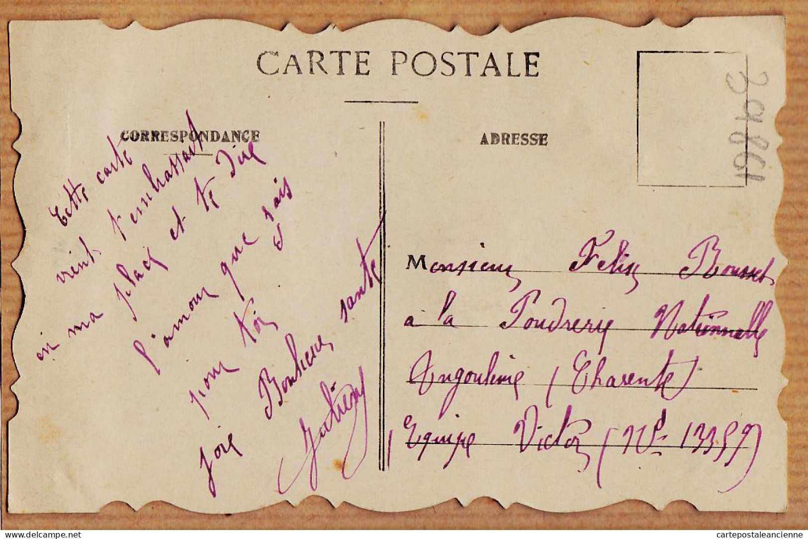 38743  / ⭐ BONNE ANNEE Ajoutis Couronne Fleurs Ruban Trèfles Angles 1910s-Felix ROUSSET Poudrerie Nationale Angoulême - New Year