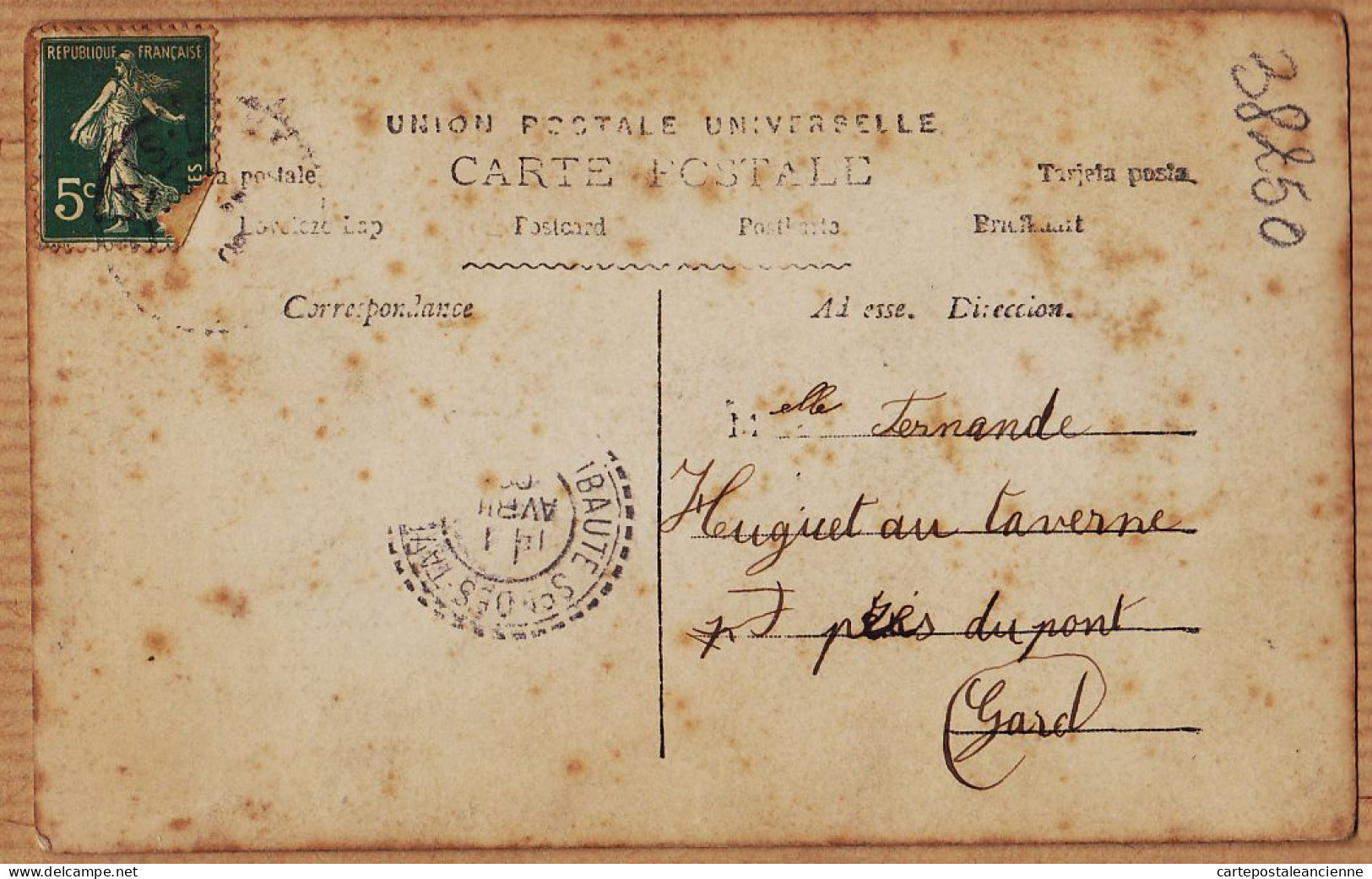 38786  / ⭐ Photo GROS POISSON D' AVRIL 1er 1908 à Fernande HUGUET Le Pont Les Tavernes Gard-SPR 372 - Erster April