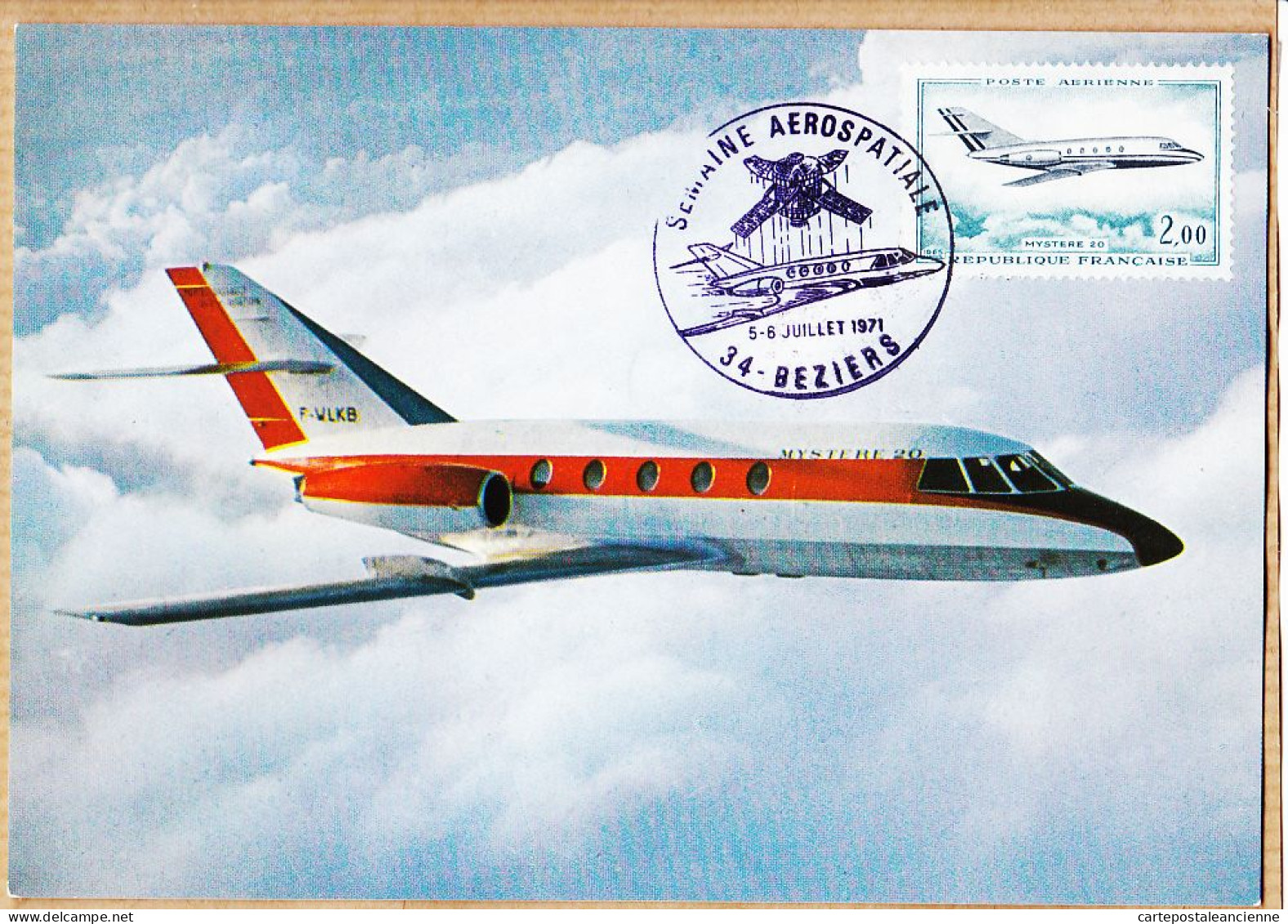 38573 / ⭐ BEZIERS Semaine Aérospatiale Juillet 1971 MYSTERE 20 Générale Aéronautique MARCEL DASSAULT Cpavion Numérotée  - Beziers