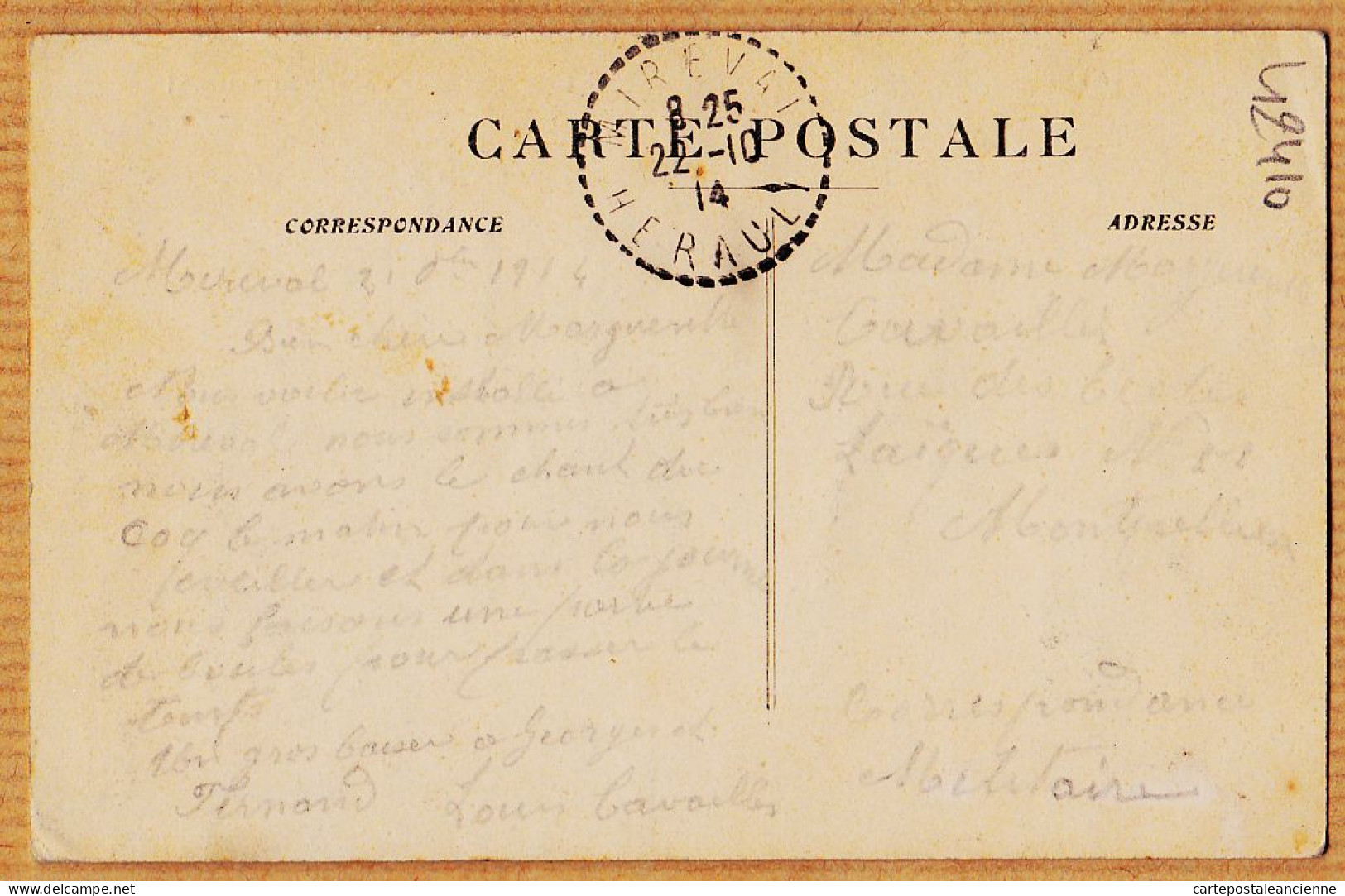 38648 / ⭐ Rare MIREVAL Potager Du Château Vu De Notre Logement 1914 à Louis CAVAILLES Rue Ecoles Laïques Montpellier - Sonstige & Ohne Zuordnung