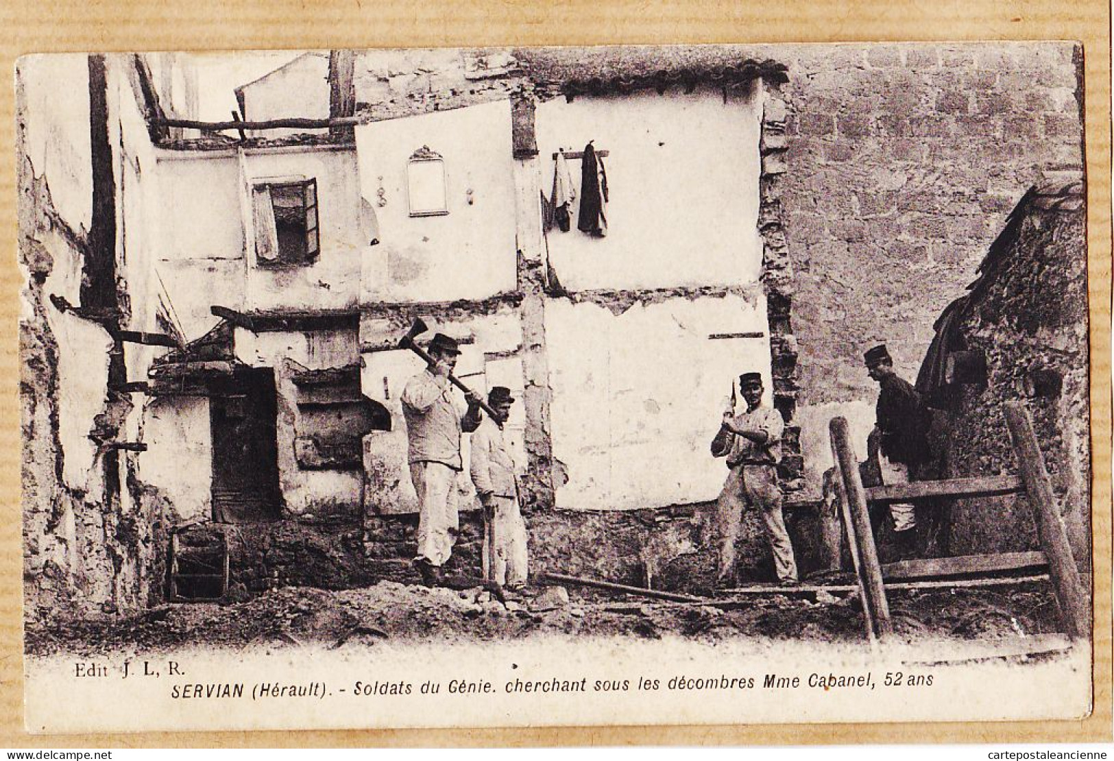 38628 / ⭐ Peu Commun SERVIAN 34-Herault Soldats Génie Cherchant Sous Décombres Mme CABANEL 1907 à PLATEL Brie-sur-Marne - Autres & Non Classés