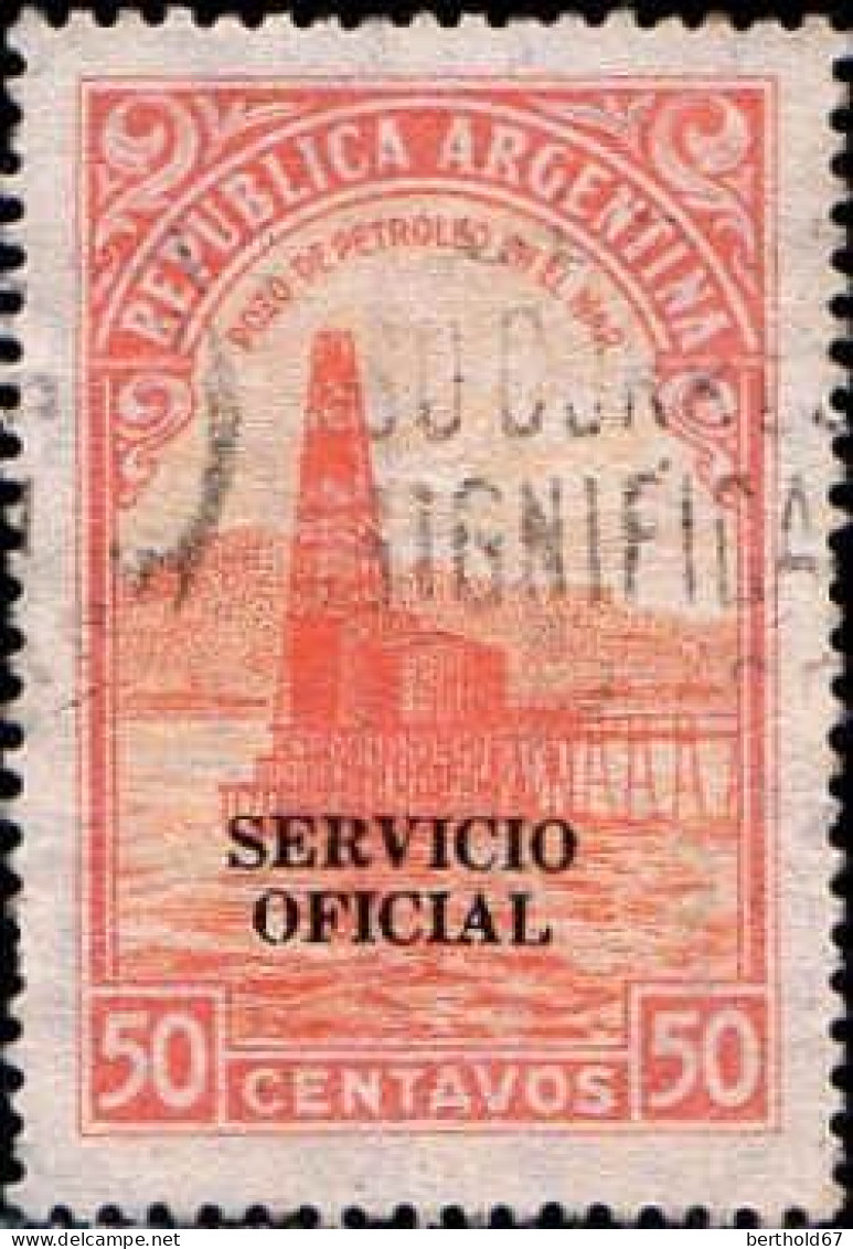 Argentine Service Obl Yv:346 Mi:45DI Pozo De Petrole Dents Courtes (Belle Obl.mécanique) - Oficiales