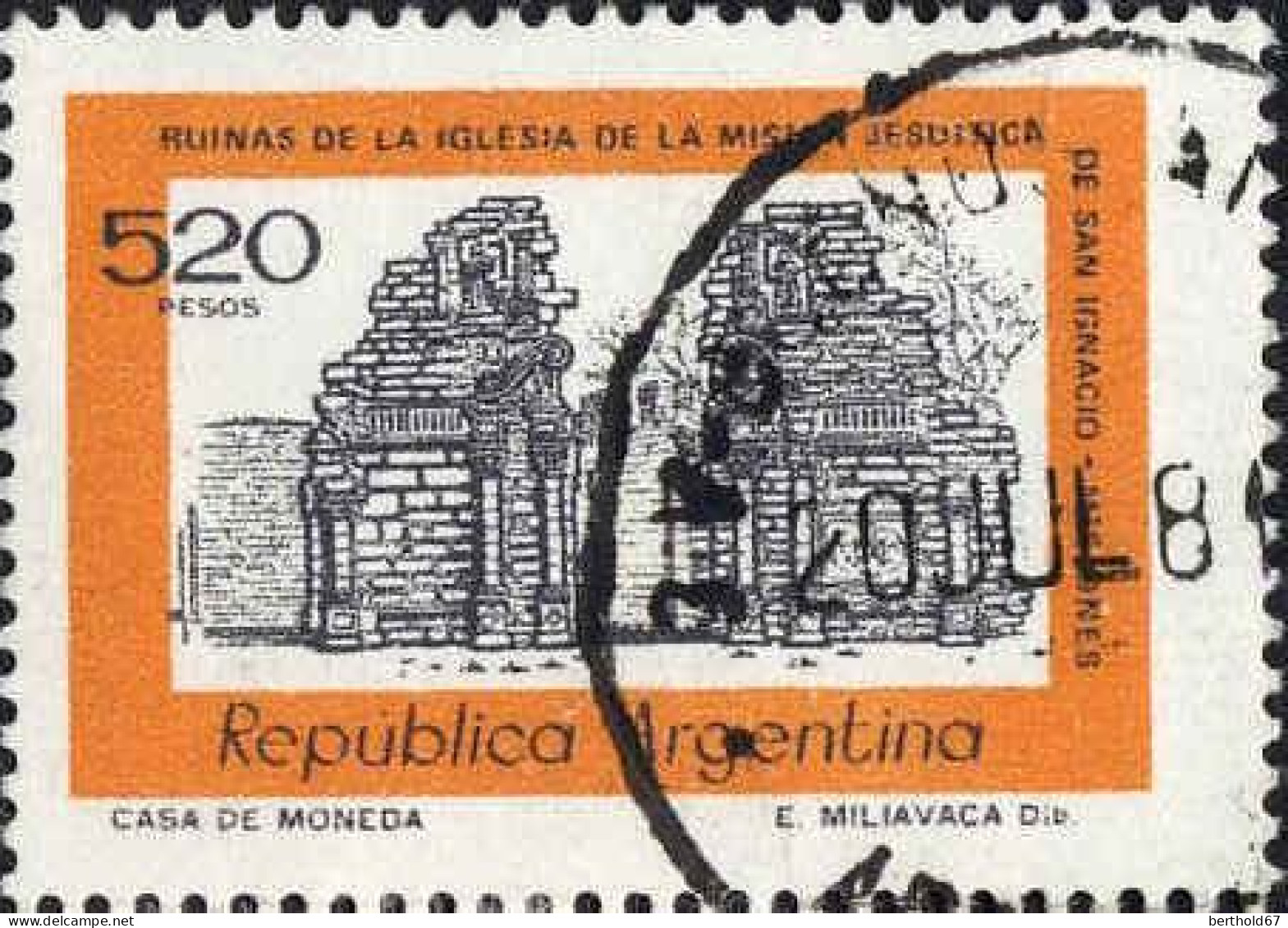 Argentine Poste Obl Yv:1137 Mi:1339 Ruinas De La Eglesia De La Mision (TB Cachet Rond) - Gebraucht