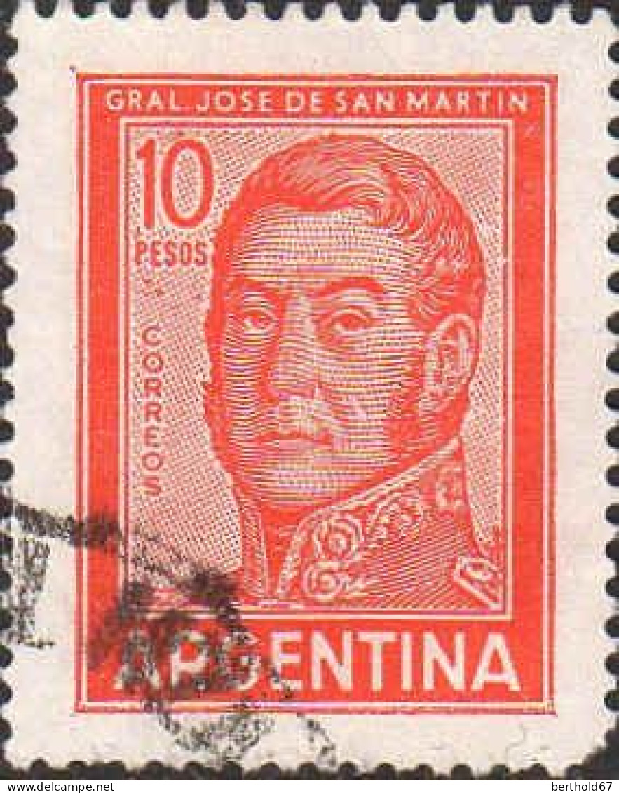 Argentine Poste Obl Yv: 732 Mi:868I Gral Jose De San Martin Cachet Rond (Dents Courtes) - Used Stamps