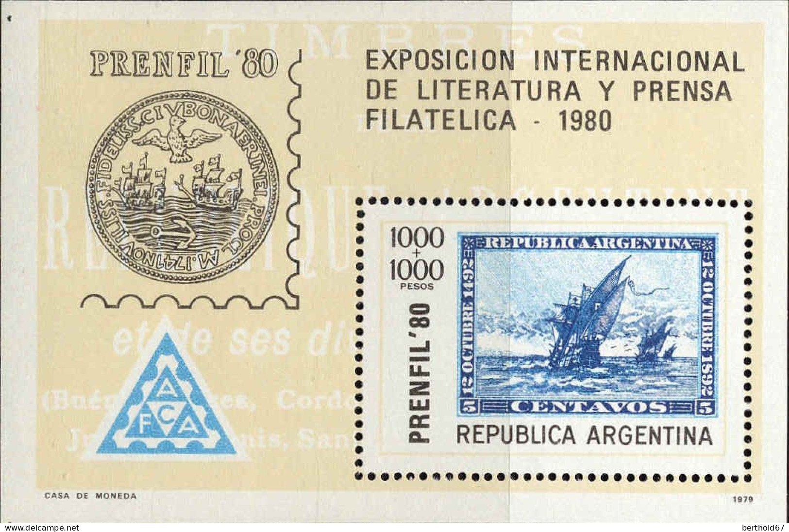 Argentine Bloc N** Yv:20/23 Exposition Philatélique Prenfil 80 - Blocchi & Foglietti
