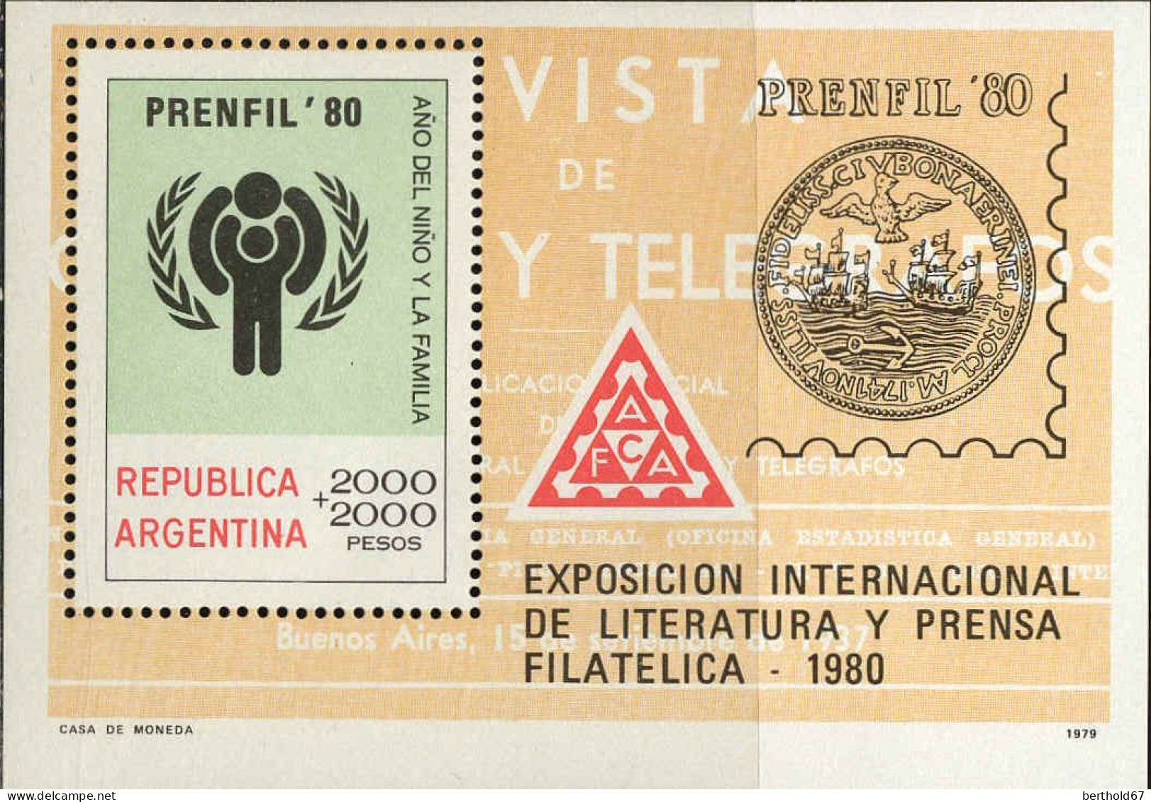 Argentine Bloc N** Yv:20/23 Exposition Philatélique Prenfil 80 - Blocks & Sheetlets