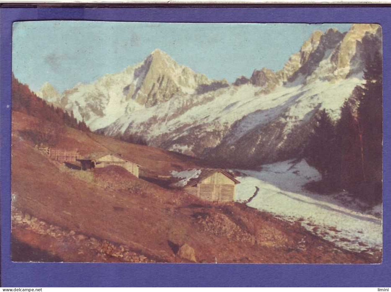74 - CHAMONIX - VUE DE MERLET - LES AIGUILLES - AU DOS PUB BISCOTTE PELLETIER - - Chamonix-Mont-Blanc