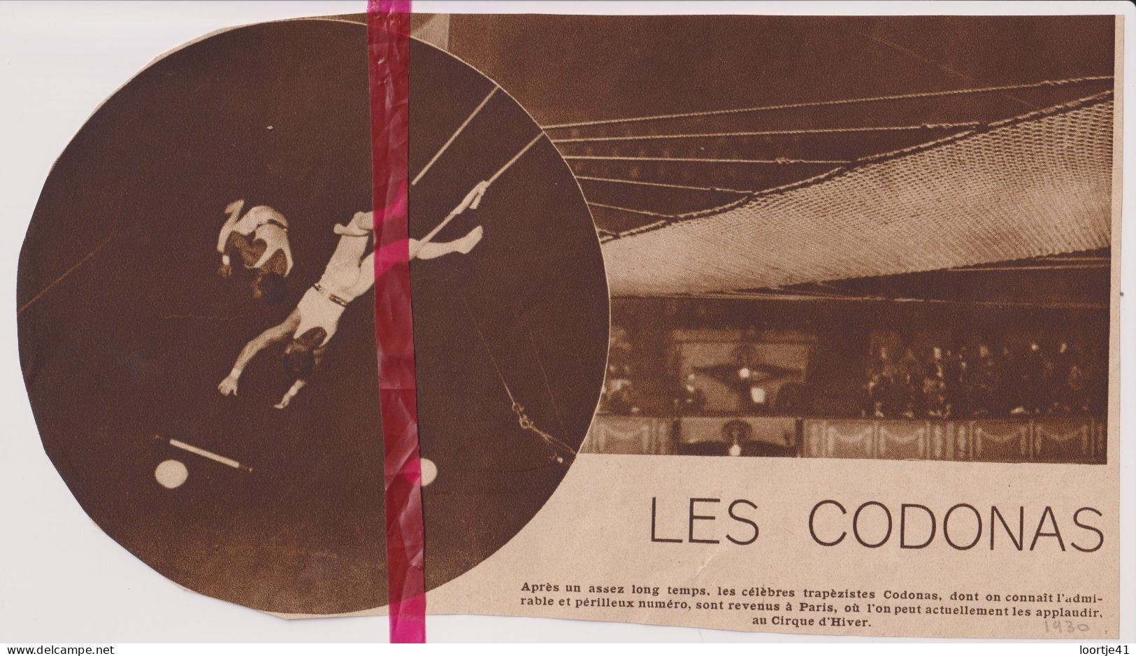 Paris - Trapézistes Codonas Au Cirque D'Hiver - Orig. Knipsel Coupure Tijdschrift Magazine - 1930 - Non Classés