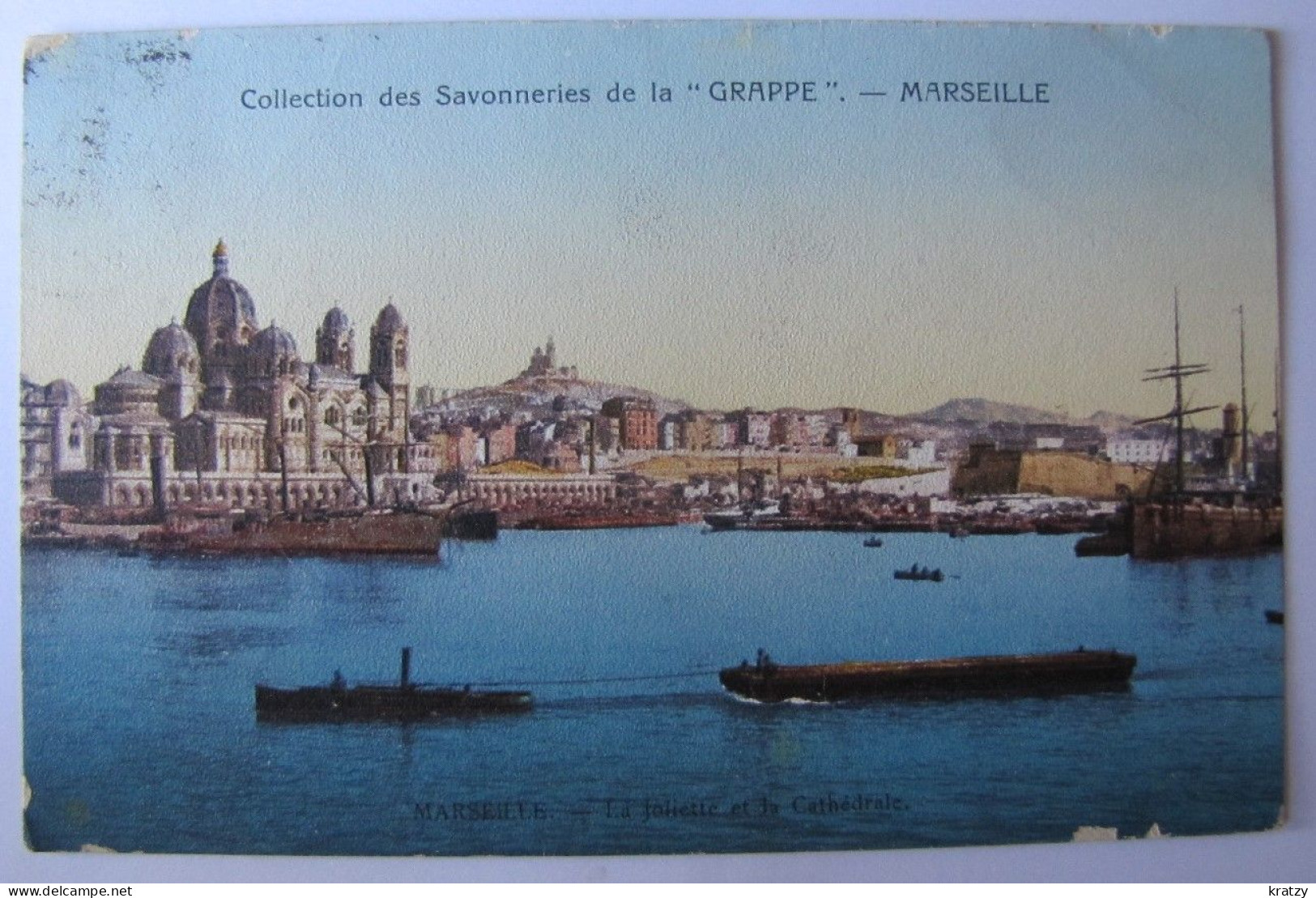 FRANCE - BOUCHES-DU-RHÔNE - MARSEILLE - La Joliette Et La Cathédrale (carte Postale Du Savon Grappe D'Or) - 1912 - Joliette, Hafenzone