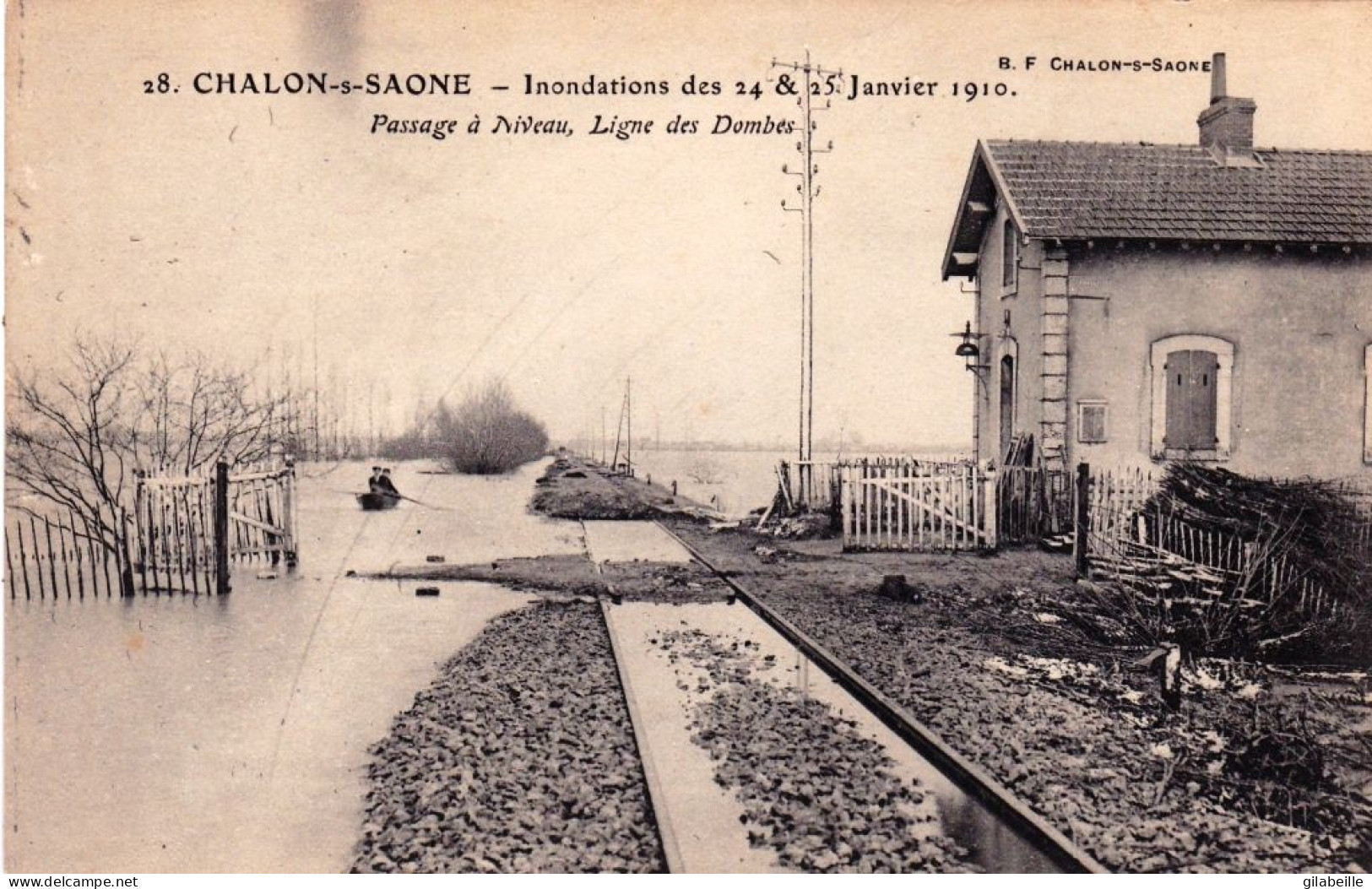 71 - CHALON Sur SAONE - Inondations Des 24 Et 25 Janvier 1910 - Passage A Niveau Ligne Des Dombes - Chalon Sur Saone