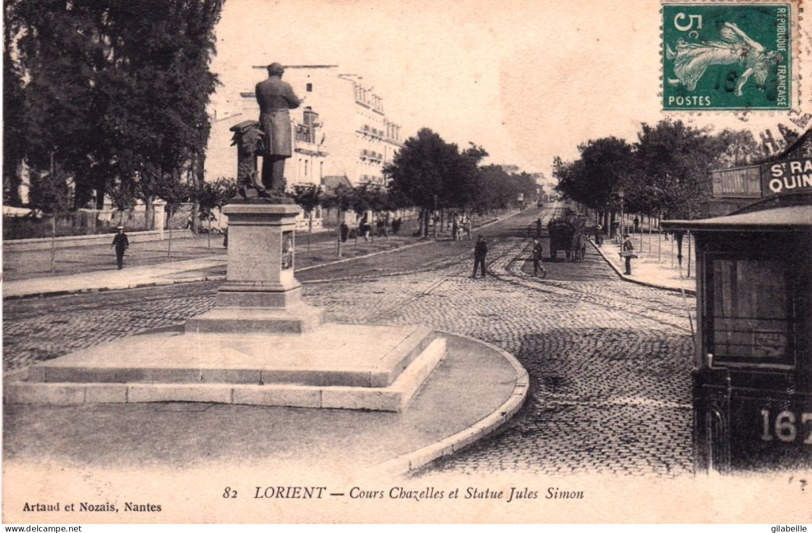 56 - Morbihan -    LORIENT - Cours Chazelles Et Statue De Jules Simon - Lorient