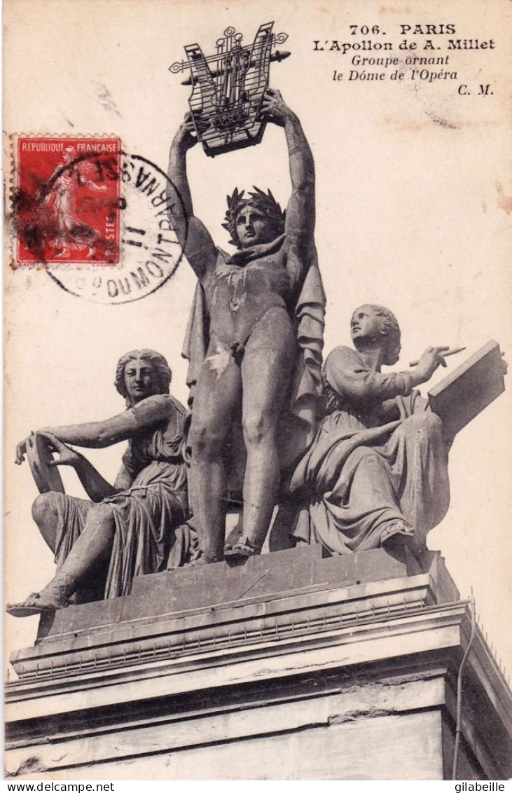 75 - PARIS - L Apollon De Millet - Groupe Ornant Le Dome De L Opera - Statues