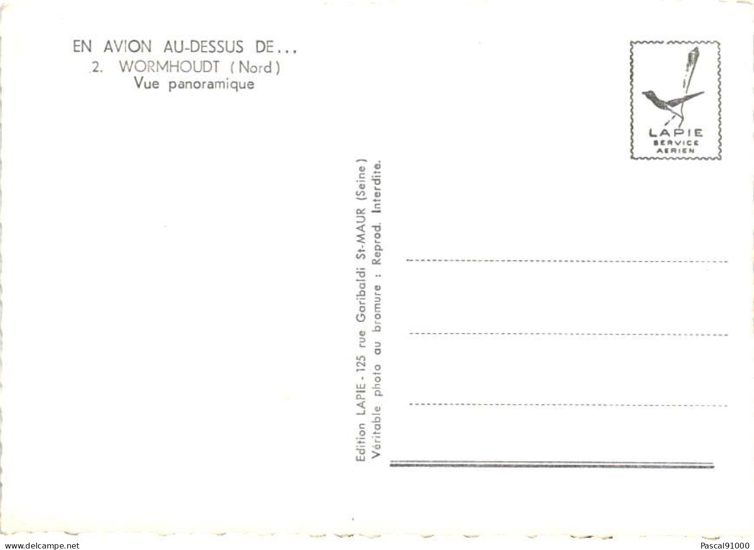 WORHMOUT : Lot De 5 Cartes Postales LAPIE ( N° 2, N° 3, N° 5, N° 7, N° 9 ) Série " En Avion Au Dessus De ..... " - Wormhout
