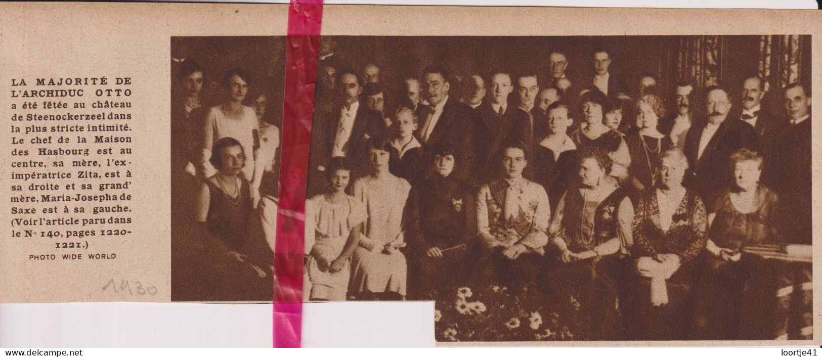 Steenokkerzeel - Famille Familie De L'Archiduc Otto, Hasbourg  - Orig. Knipsel Coupure Tijdschrift Magazine - 1930 - Non Classés