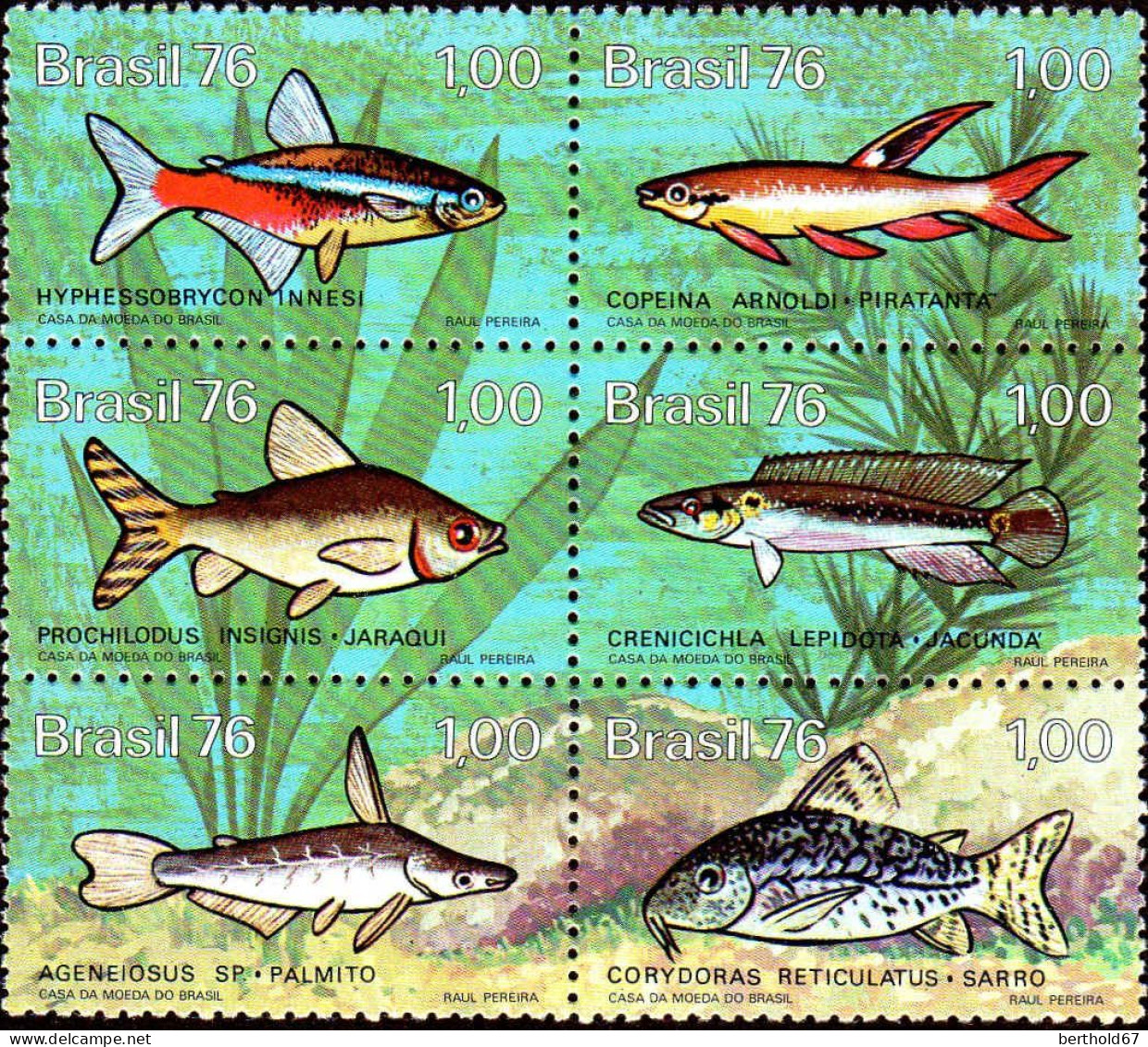 Brésil Poste N** Yv:1206/1211 Poissons - Unused Stamps