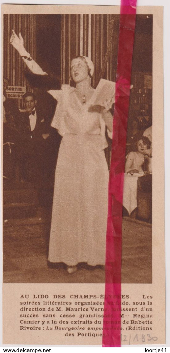 Paris Au Lido - Mme Régina Camier - Orig. Knipsel Coupure Tijdschrift Magazine - 1930 - Ohne Zuordnung