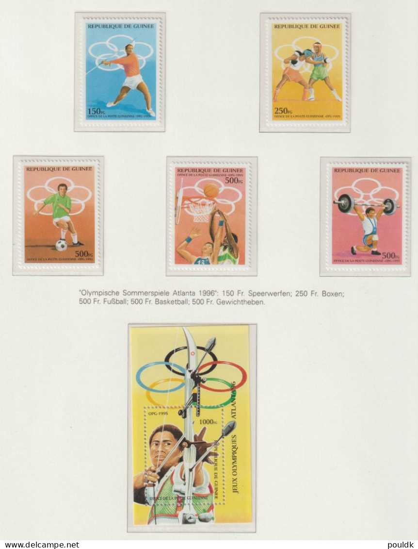 Guinea 1996 Olympic Games In Atlanta Five Stamps + Souvenir Sheet MNH/**. Postal Weight Approx 0,04 Kg. Please Read Sale - Zomer 1996: Atlanta