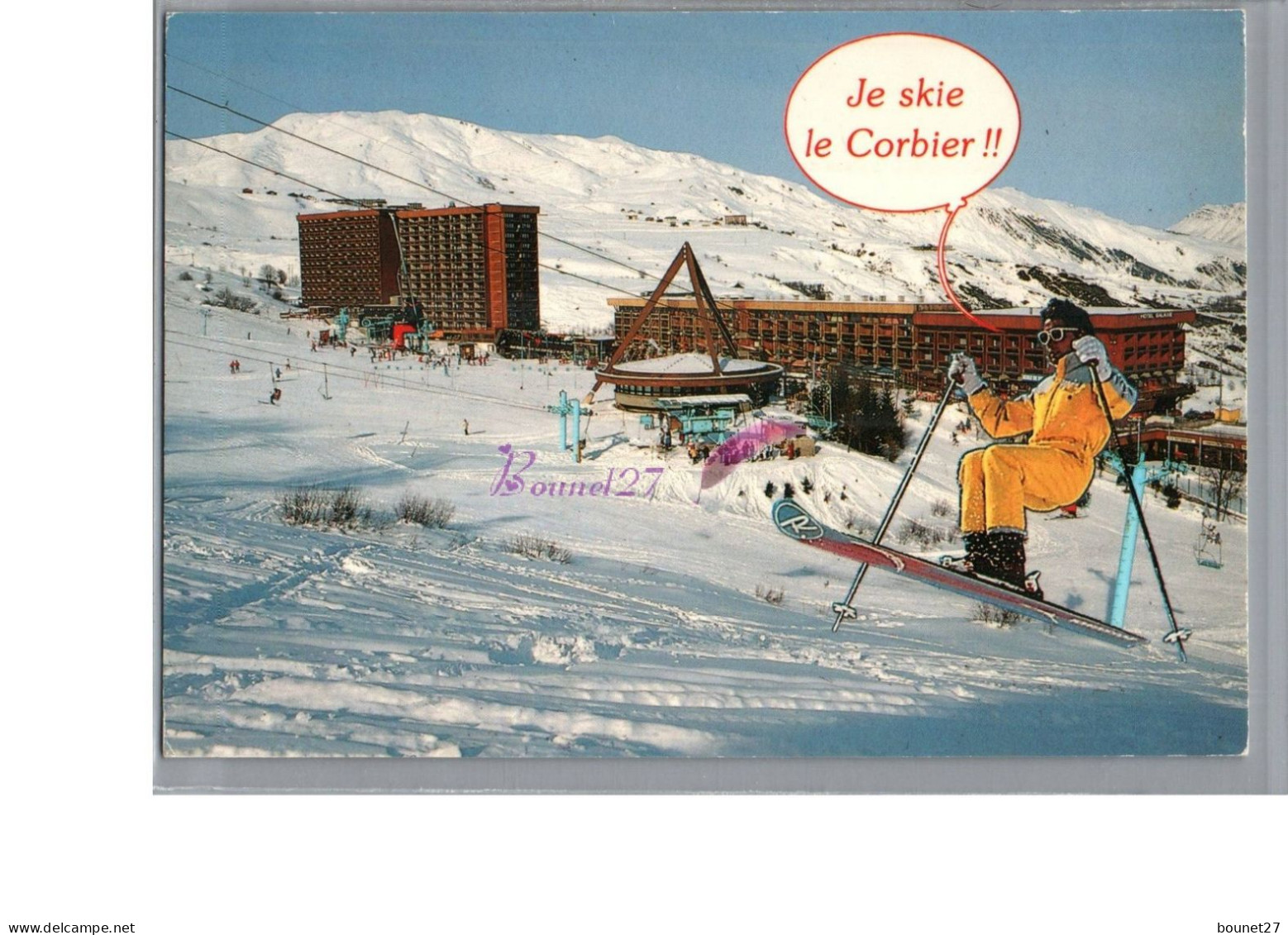 LE CORBIER 73 - Je Skie Le Corbier Vue Générale De La Ville Station Un Skieur - Andere & Zonder Classificatie