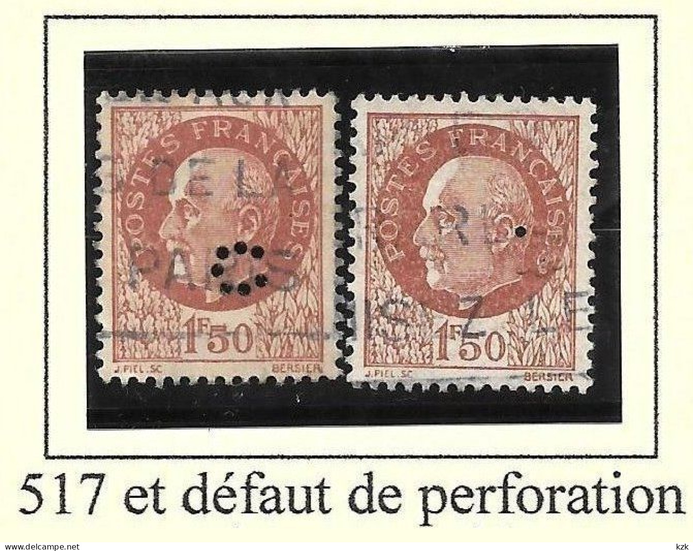 1 04	15	10	N°	517	Perforé	-	C 3	-	CREDIT LYONNAIS - Used Stamps