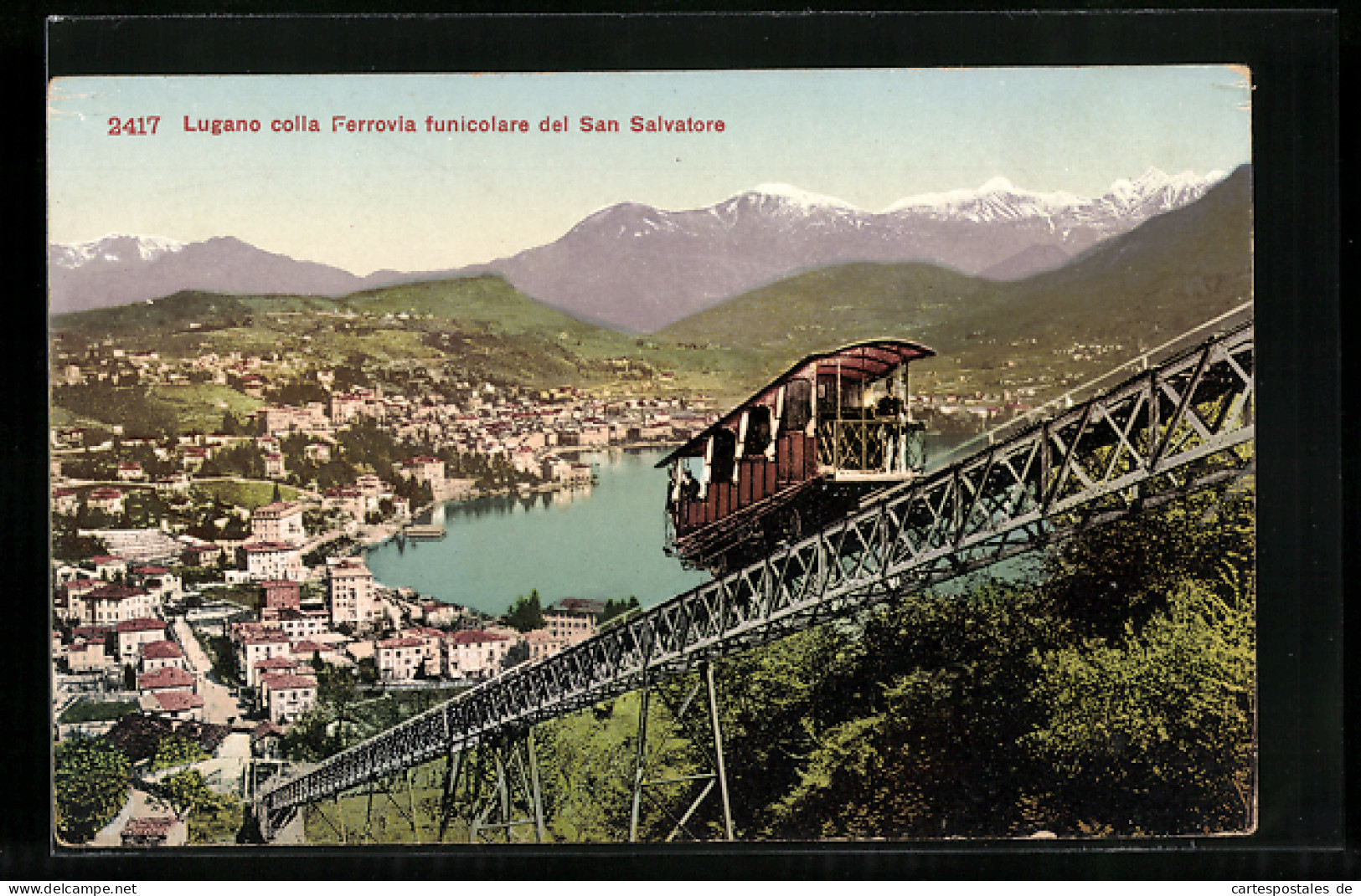 AK Lugano, Colla Ferrovia Funicolare Del San Salvatore, Bergbahn  - Altri & Non Classificati