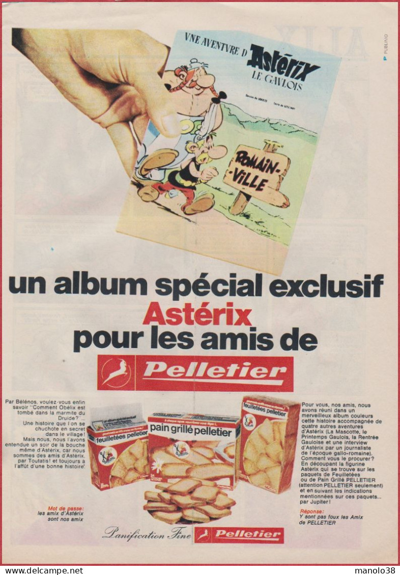 Pelletier Offre Un Album Astérix Exclusif. Romain Ville. Romainville. Pain Grillé. 1971. - Publicités