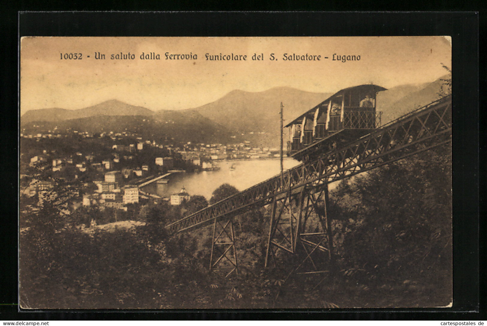 AK Lugano, Un Saluto Dalla Ferrovia Funicolare Del S. Salvatore  - Sonstige & Ohne Zuordnung