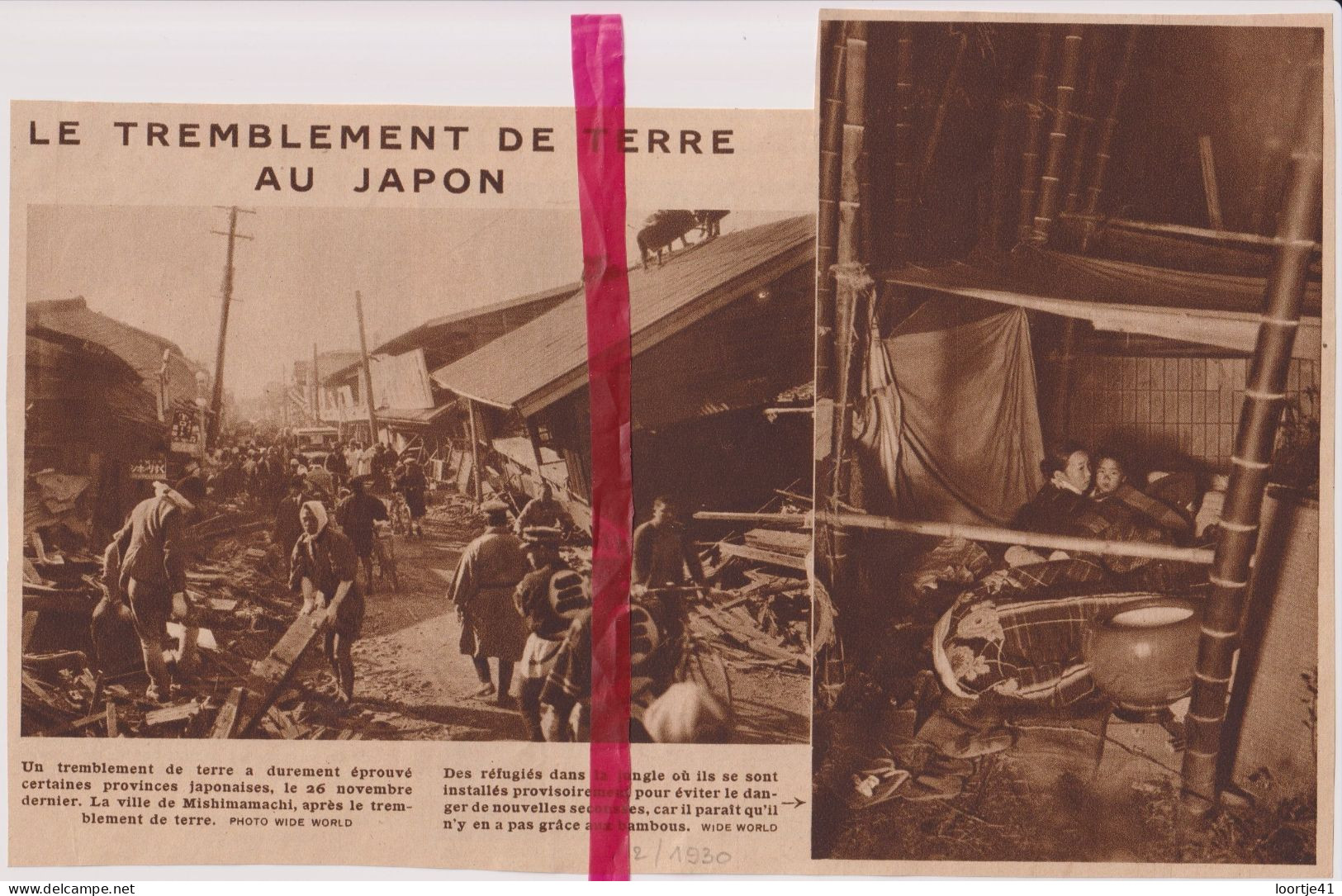 Japon Japan - Tremblement De Terre, Aardbeving - Orig. Knipsel Coupure Tijdschrift Magazine - 1930 - Non Classés