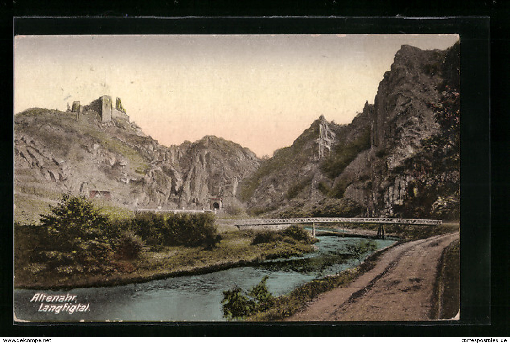 AK Altenahr, Langfigtal Mit Brücke Und Burg  - Autres & Non Classés