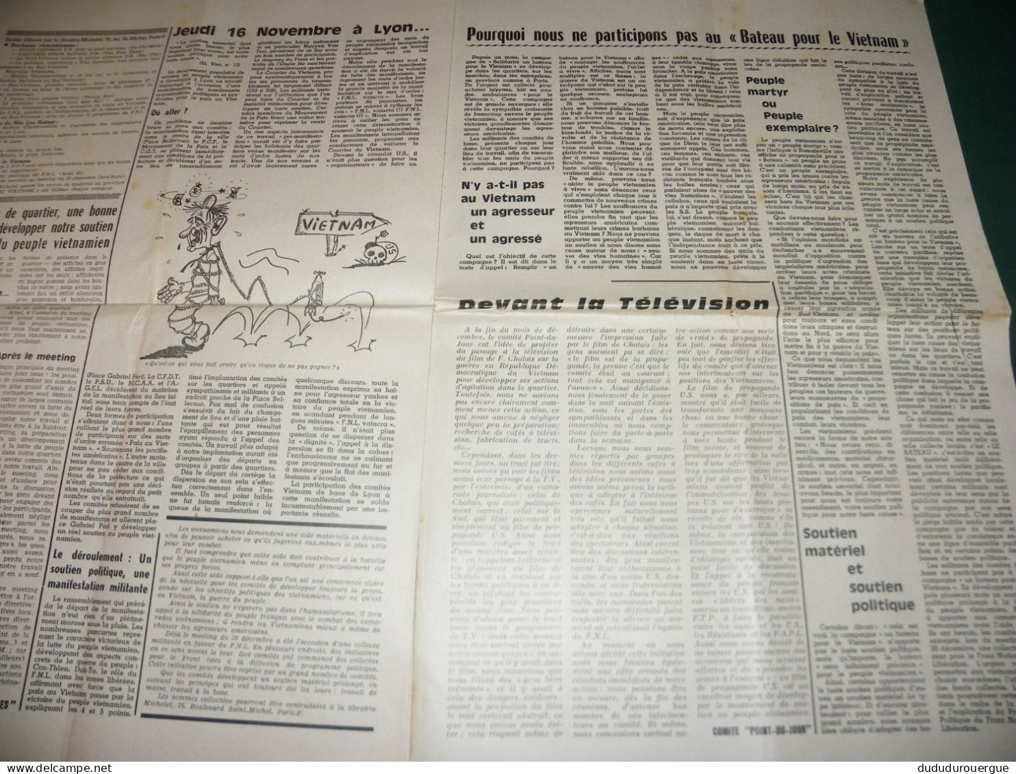 GUERRE DU VIETNAM : " VICTOIRE POUR LE VIETNAM " JOURNAL DES COMITES VIETNAM DE BASE , LE N ° 4 DE JANVIER 1968 - Französisch