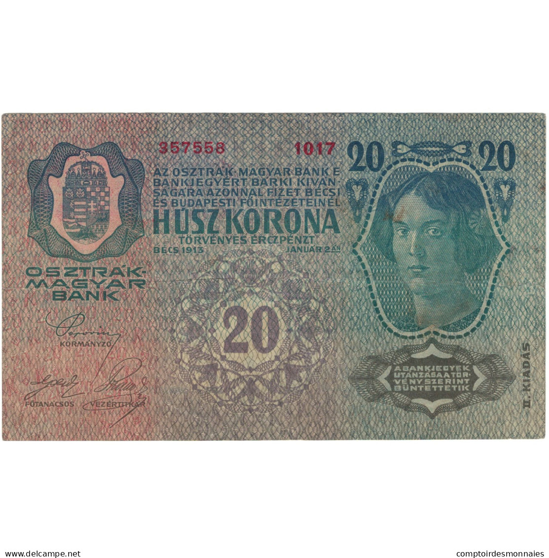 Billet, Autriche, 20 Kronen, 1913, 1913-01-02, KM:14, SUP - Austria