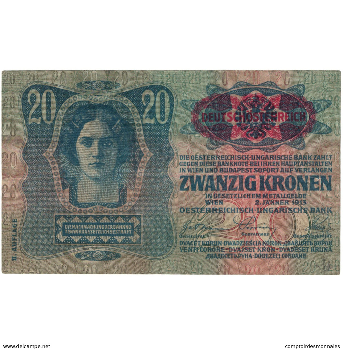 Billet, Autriche, 20 Kronen, 1913, 1913-01-02, KM:14, SUP - Autriche