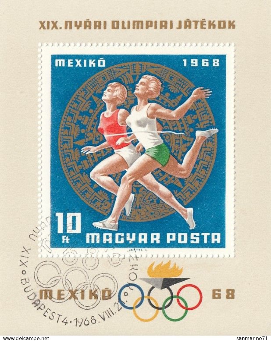 HUNGARY Block 65,used,hinged - Ete 1968: Mexico