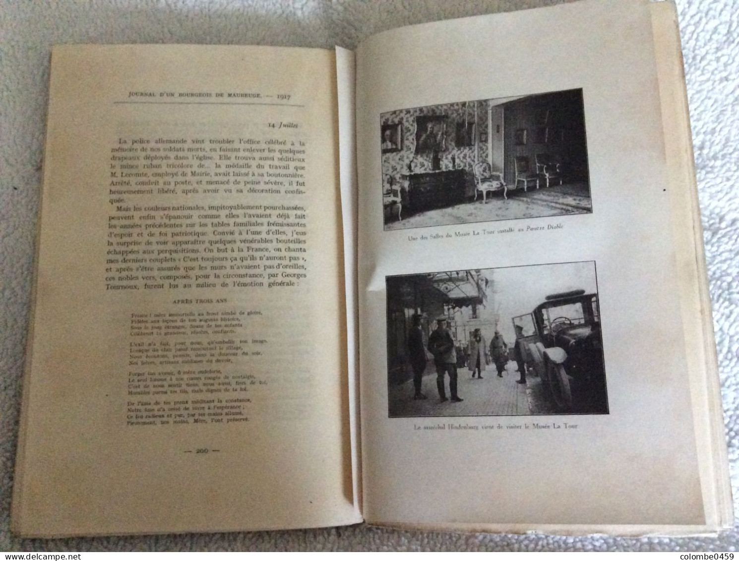 Ancien livre "Journal d'un Bourgeois de Maubeuge Avant pendant le Siège et l'Occupation Allemande 1914-1918
