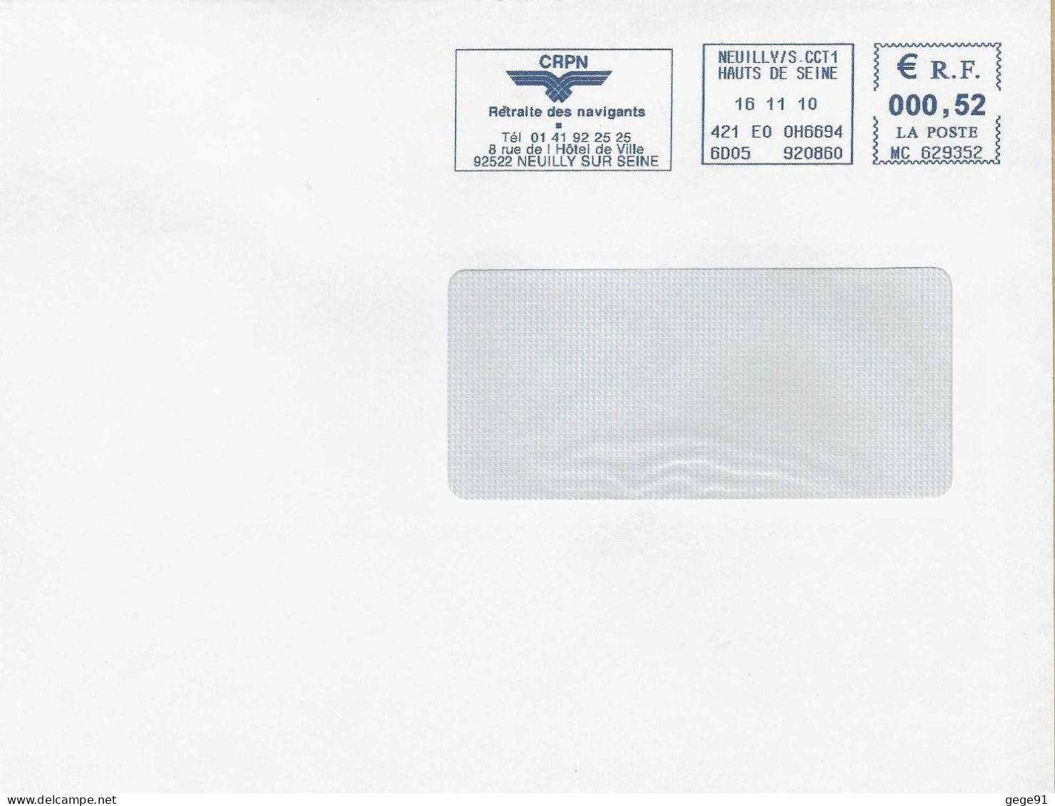 Ema Secap MC _ Retraite Des Navigants - Aviation - Enveloppe Entière - EMA (Print Machine)