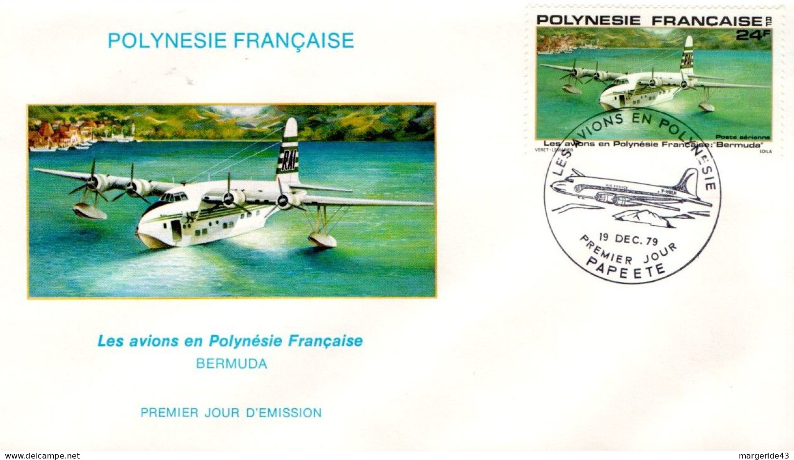 POLYNESIE FDC 1979 AVION BERMUDA - FDC